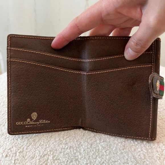 Authentic Gucci Wallet Color Brown Bi-fold GG Sherry line - Picture 9 of 11